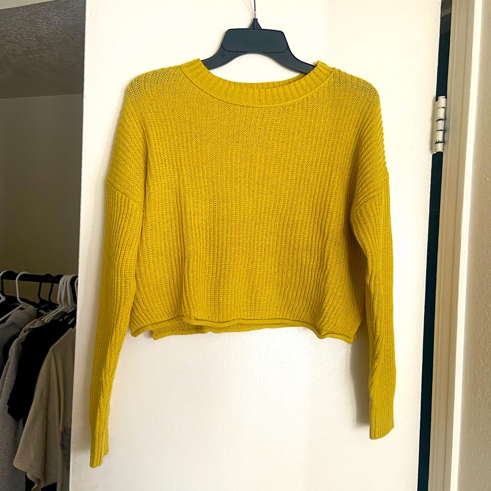 Mustard Yellow Crop Sweater